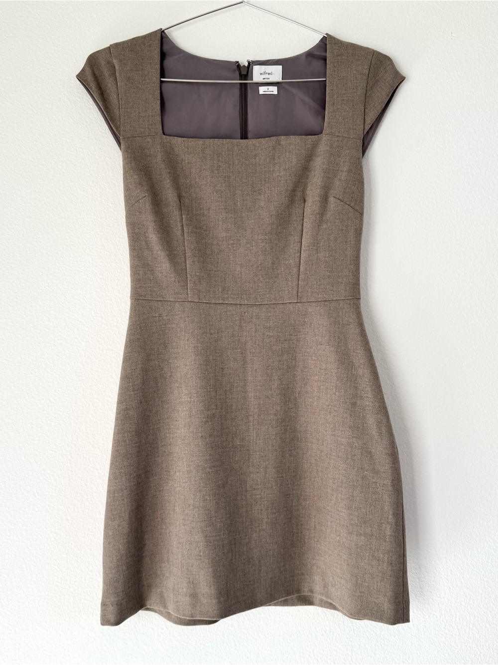 Aritzia Wilfred Celeste Dress Heather Nomad Taupe